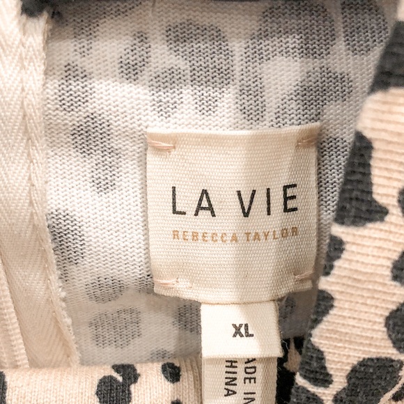 Rebecca Taylor La Vie Long Sleeve Dot Print Creme Brûlée Midi Dress Size  L - Picture 8 of 12